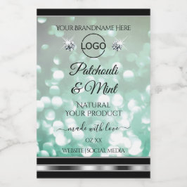 パステルティール（緑がかった色）グリッター製品ラベルダイヤモンドロゴ フードラベル