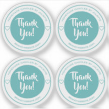 パステルティール（緑がかった色）ハートサンキューステッカーラベルシート