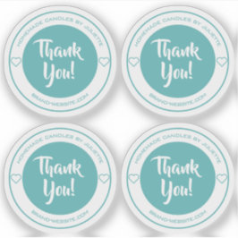 パステルティール（緑がかった色）ハートサンキューステッカーラベルシート シール