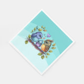 パステルティール（緑がかった色）バード スタンダードランチョンナプキン (角)