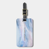 パステルティール（緑がかった色）ブルーパープルウォーターカラーマーブルパターン ラゲッジタグ (正面縦)