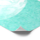 パステルティール（緑がかった色）ブルー白アートデイジーフラワーポスター ポスター (角)