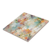 パステルティール(緑がかった色)、マウヴ、金ゴールドフローラI印象派 タイル (側面)