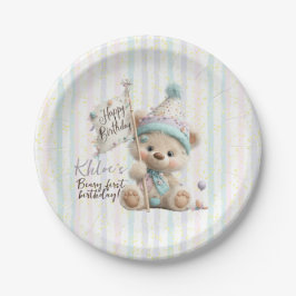 パステルテディベアの誕生日 ペーパープレート