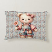 パステルテディベア持ち花付きオーバーオール アクセントクッション (裏面)