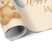 パステルテディベア誕生日ラッピング紙 | 文字 ラッピングペーパー (ロールコーナー)