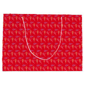 パステルテニスラケットとテニスボールを赤で ラージペーパーバッグ (裏面)