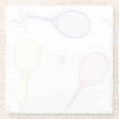 パステルテニスラケットとテニスボール ガラスコースター (裏面)