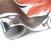 パステルテラコッタブルーフローラウォーターカラーパターン ラッピングペーパー (ロールコーナー)