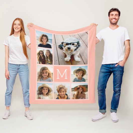パステルテラ8フォトコラージュ – クラシックモノグラム フリースブランケット (インサイチュ)