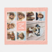 パステルテラ8フォトコラージュ – クラシックモノグラム フリースブランケット (正面(横))