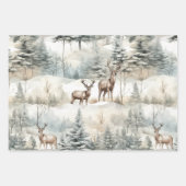 パステルディアウォーターカラーセージ緑の冬 ラッピングペーパーシート (正面)
