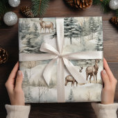パステルディアウォーターカラーセージ緑の冬 ラッピングペーパーシート