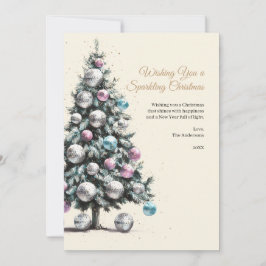 パステルディスコボールオーナメントクリスマスツリー写真 シーズンカード