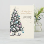 パステルディスコボールオーナメントクリスマスツリー写真 シーズンカード (スタンド正面)