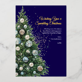 パステルディスコボールオーナメントクリスマスツリー写真 箔シーズンカード