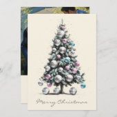 パステルディスコボールオーナメントクリスマスツリー シーズンカード (正面/裏面)