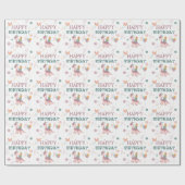 パステルディノパーティーギフトハッピーバースデー ラッピングペーパー (フラット)