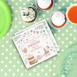 パステルディノフットプリント誕生日ナプキンス スタンダードランチョンナプキン