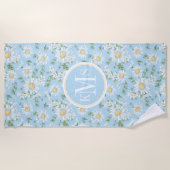 パステルデイジーフラワーガーデンパターン ビーチタオル (正面)