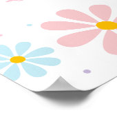 パステルデイジーフラワー誕生日ウェルカム ポスター (角)