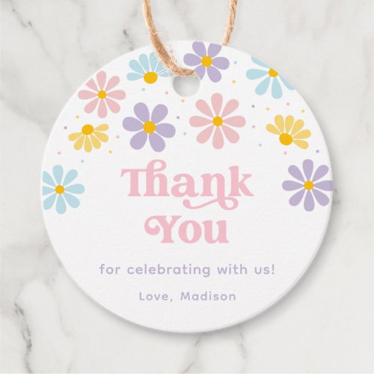 パステルデイジーフラワー誕生日 フェイバータグ (正面)