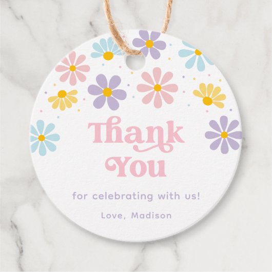 パステルデイジーフラワー誕生日 フェイバータグ (正面)