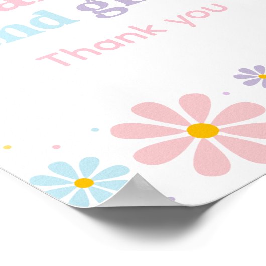 パステルデイジー花誕生日カードとギフトサイン ポスター (角)