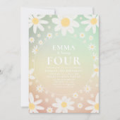 パステルデイジー誕生日パーティーの招待 招待状 (正面)