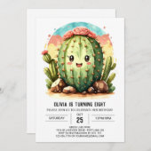 パステルデザートハッピーサボスガール誕生日 招待状 (正面/裏面)