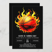 パステルデジタルスポーツバスケットボールバースデー 招待状 (正面/裏面)