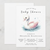 パステルデジタルスワンベビーシャワー 招待状 (正面/裏面)