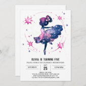 パステルデジタルバレリーナ誕生日 招待状 (正面/裏面)