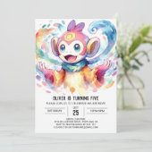 パステルデジタルモンキー誕生日 招待状 (スタンド正面)