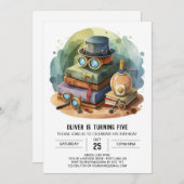 パステルデジタル探偵誕生日 招待状 (正面/裏面)