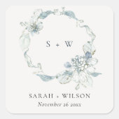 パステルデュスキーブルーフローラリース結婚ズモノグラム スクエアシール (正面)