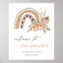 パステルデュスキーボホフローラレインボー誕生日ウェルカム ポスター