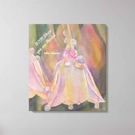 パステルデュー水彩色のベルの花を落とした キャンバスプリント (正面)