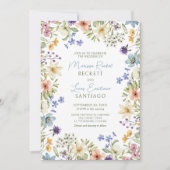 パステルデリケート結婚ワイルドフラワーズ 招待状 (正面)