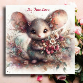 パステルトゥルーラブウォーターカラーマウスバレンタイン シーズンカード