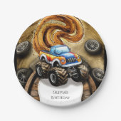 パステルトラックモンスタートラック誕生日 ペーパープレート (正面)