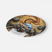 パステルトラックモンスタートラック誕生日 ペーパープレート (アングル)