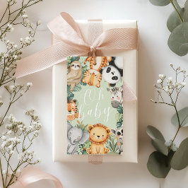 パステルトロピカルジャングルサファリベビーシャワーアニマル ギフトタグ
