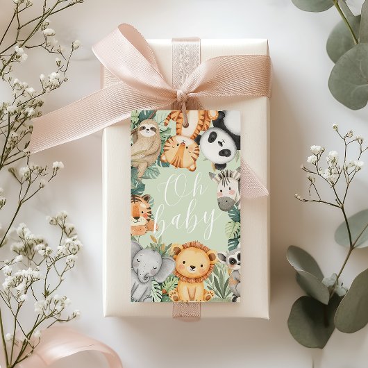 パステルトロピカルジャングルサファリベビーシャワーアニマル ギフトタグ