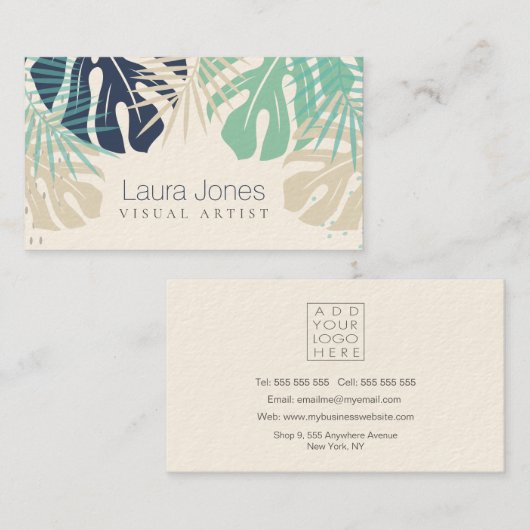 パステルトロピカルパームズビジュアルデザインアーティスト 名刺 (正面/裏面)