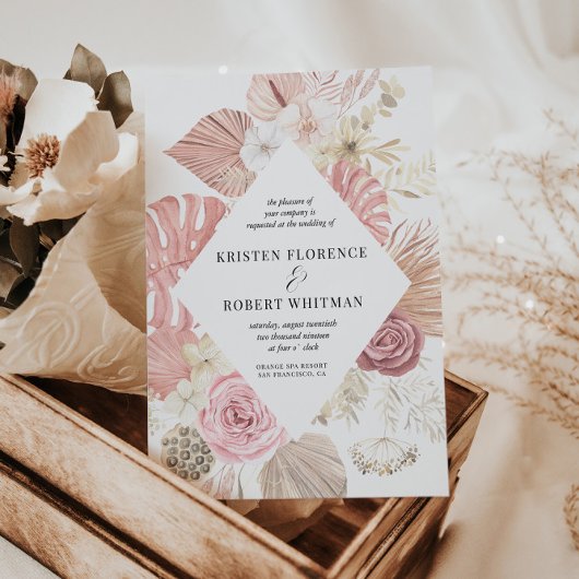 パステルトロピカルフェスティバルデスティネーションウェディング 招待状