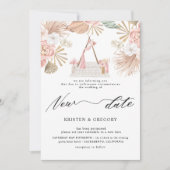 パステルトロピカルフェズボヘミアン新結婚日付 招待状 (正面)