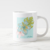 パステルトロピカルフローラブーケ任意の名前 ジャンボコーヒーマグカップ (右)