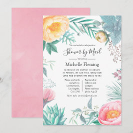 パステルトロピカルブライダルまたはベビーシャワーbyメール 招待状