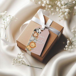 パステルトロピカルベビーシャワージャングルサファリ動物 ギフトタグ